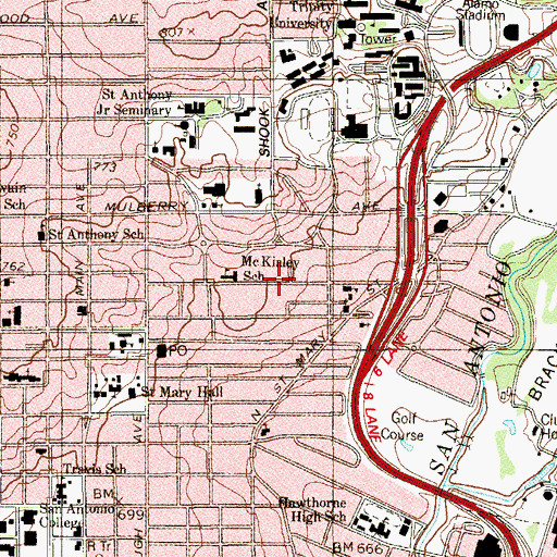 Topographic Map of Gonzales Achievement Center, TX