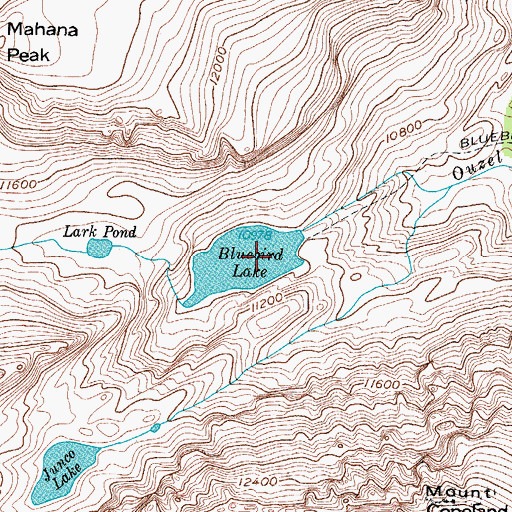 Topographic Map of Bluebird Reservoir, CO