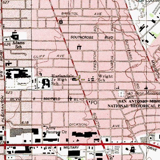 Topographic Map of Wright Elementary School, TX