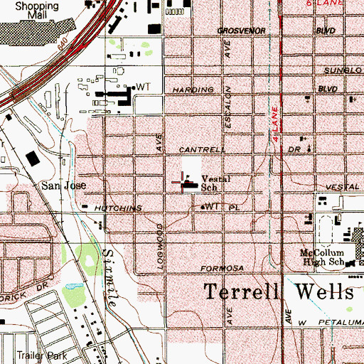 Topographic Map of Vestal Elementary School, TX
