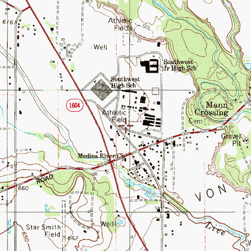 Topographic Map of Southwest Elementary School, TX