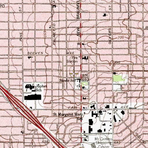 Topographic Map of Steele Elementary School, TX