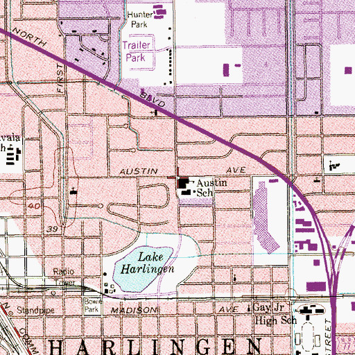 Topographic Map of Austin Elementary School, TX