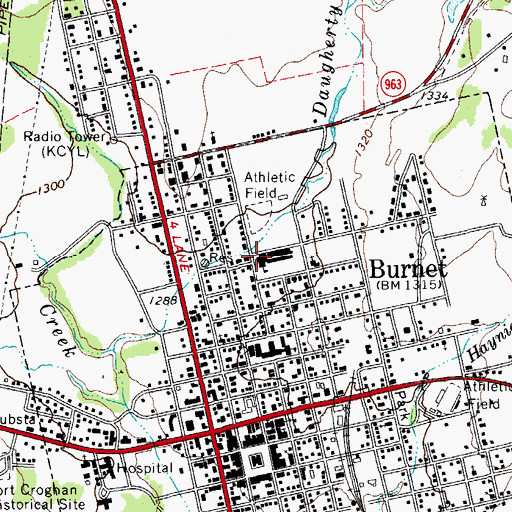 Topographic Map of Burnet Elementary School, TX