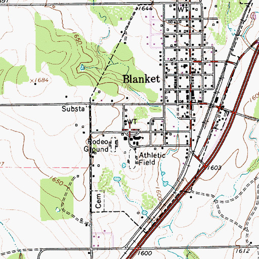 Topographic Map of Blanket Elementary School, TX