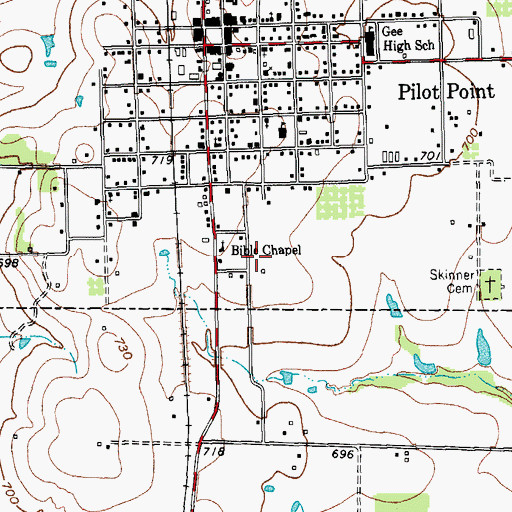 Topographic Map of Pilot Point Elementary School, TX