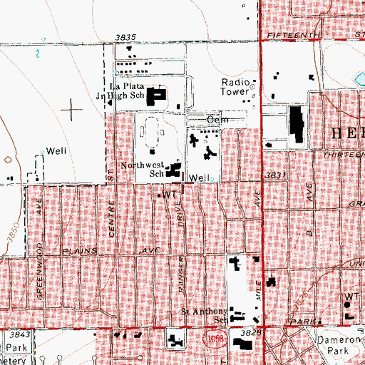 Topographic Map of Northwest Elementary School, TX