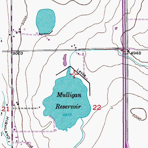 Topographic Map of Mulligan Dam, CO