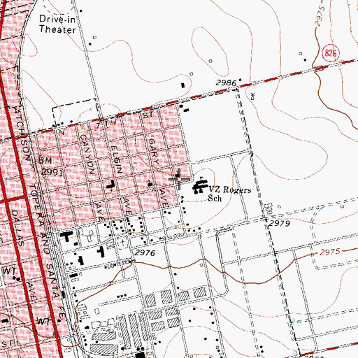 Topographic Map of Rogers Elementary School, TX