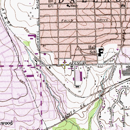 Topographic Map of West Oak Cliff Charter School, TX