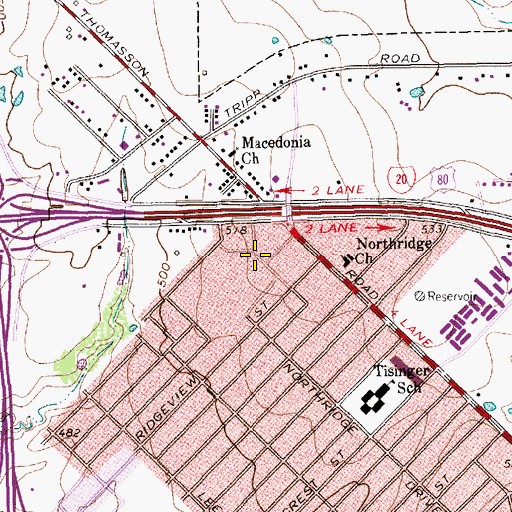 Topographic Map of Wilkinson Middle School, TX
