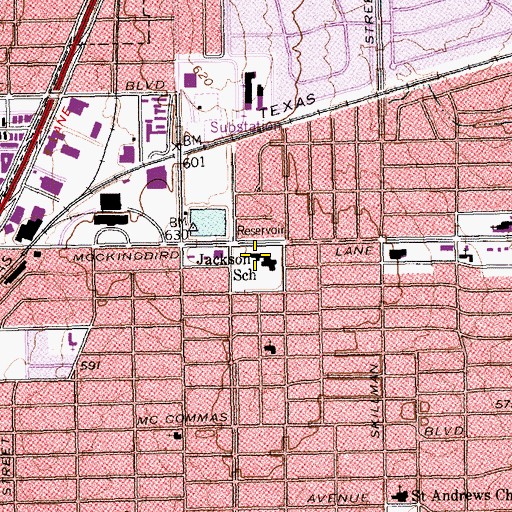 Topographic Map of Stonewall Jackson Elementary School, TX