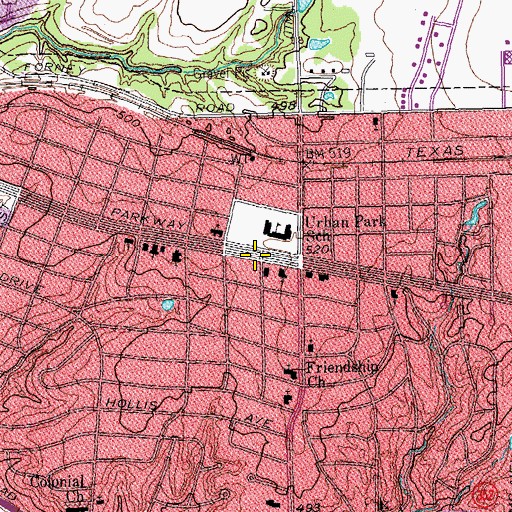 Topographic Map of Urban Park Elementary School, TX