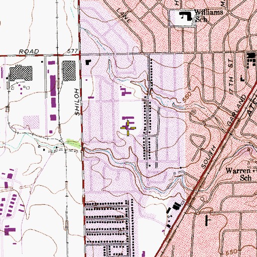 Topographic Map of Sam Houston Middle School, TX