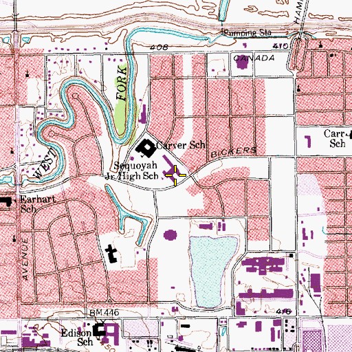 Topographic Map of Sequoyah Elementary School, TX