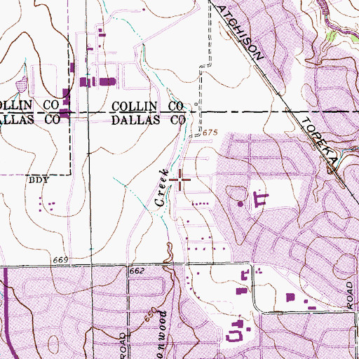 Topographic Map of Richardson North Junior High School, TX