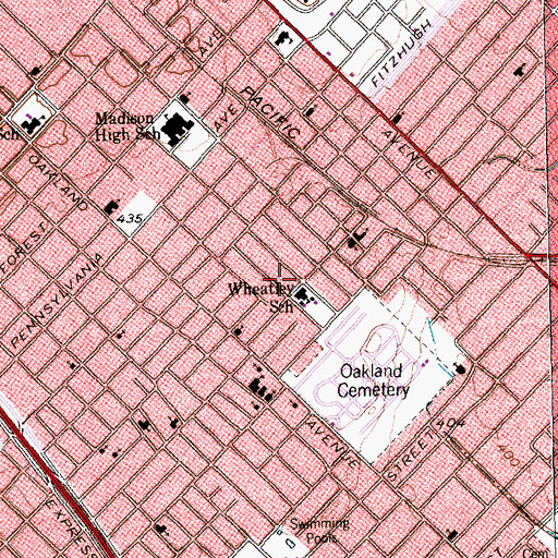 Topographic Map of Phyllis Wheatley Elementary School, TX