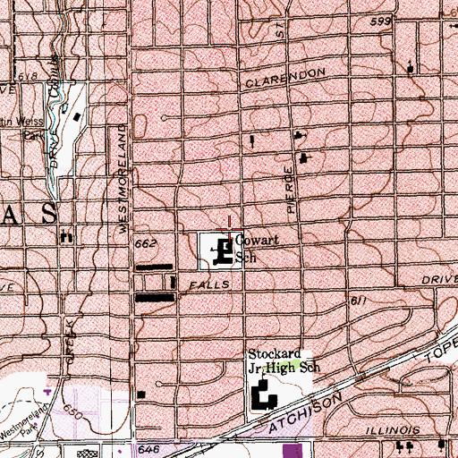 Topographic Map of Leila P Cowart Elementary School, TX