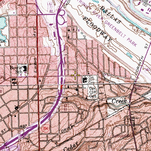 Topographic Map of Magnet Center - public Service School, TX