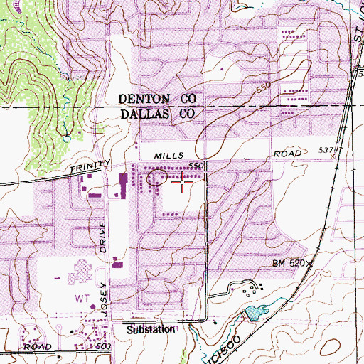 Topographic Map of L F Blanton Elementary School, TX