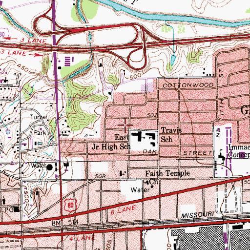 Topographic Map of Jefferson Intermediate School, TX