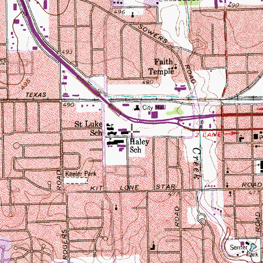 Topographic Map of Haley J Elementary School, TX