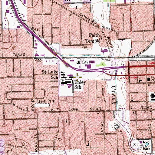 Topographic Map of Haley J Elementary School, TX
