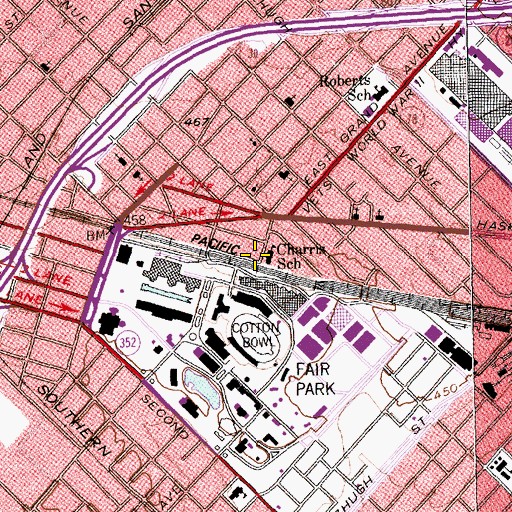 Topographic Map of Fannie C Harris Elementary School, TX