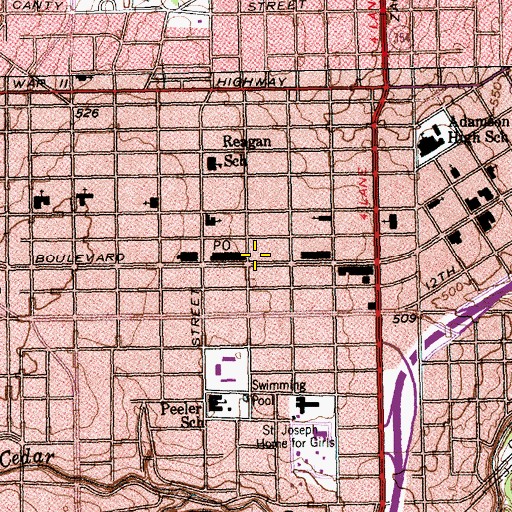 Topographic Map of Texans Can! Academy Oak Cliff Campus, TX