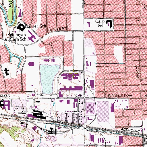 Topographic Map of Dallas Language Academy, TX