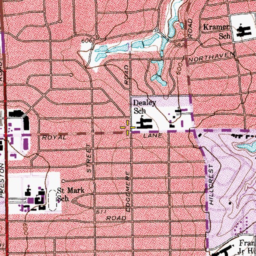 Topographic Map of Dealey Montessori Academy, TX