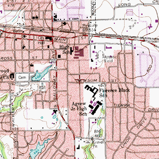 Topographic Map of Black Elementary School, TX