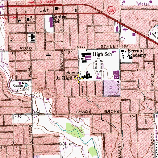 Topographic Map of Britain Elementary School, TX