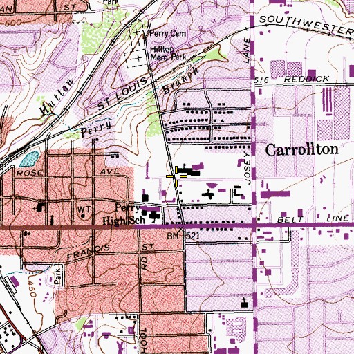 Topographic Map of Carrollton Elementary School, TX