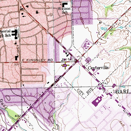 Topographic Map of Centerville Elementary School, TX