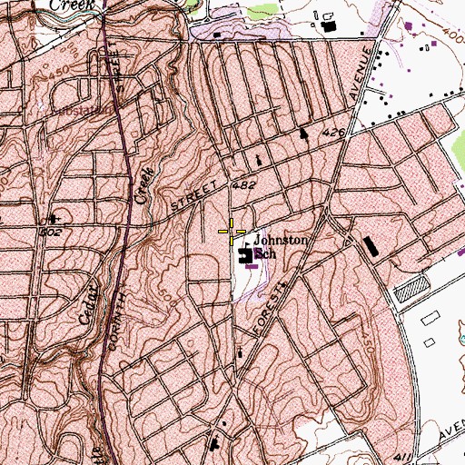 Topographic Map of Albert S Johnston Elementary School, TX
