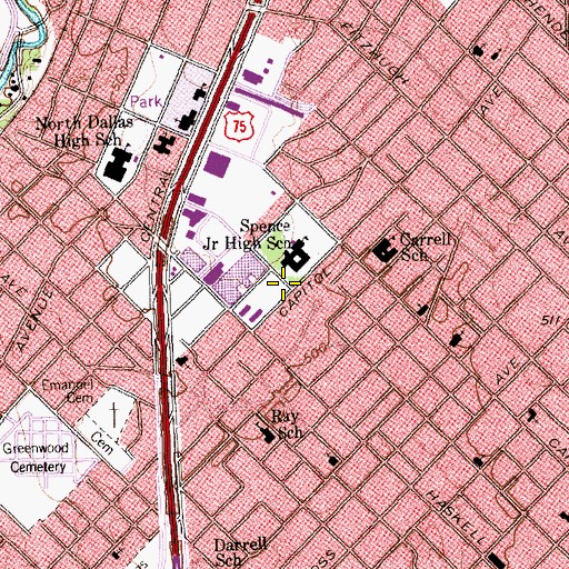 Topographic Map of Alex W Spence Middle School, TX
