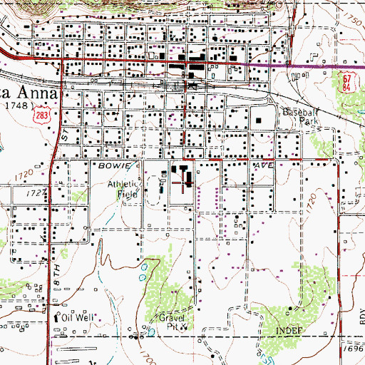 Topographic Map of Santa Anna Elementary School, TX