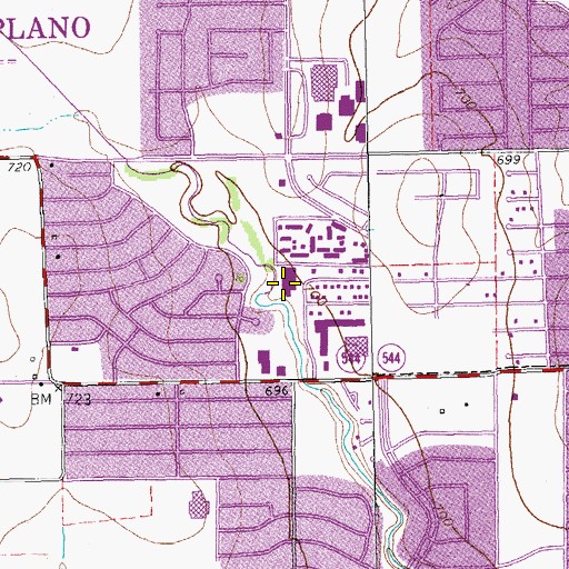Topographic Map of Arch Weatherford Elementary School, TX