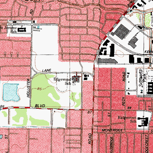 Topographic Map of Edgewood Elementary School, TX