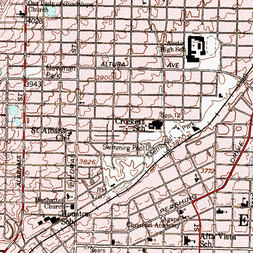 Topographic Map of Crockett Elementary School, TX