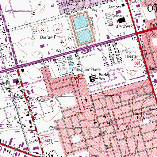 Topographic Map of Burleson Elementary School, TX