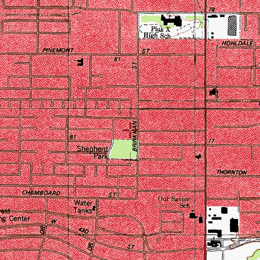 Topographic Map of Durham Elementary School, TX