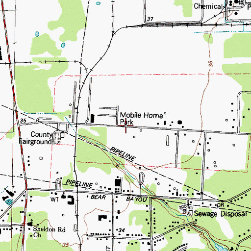 Topographic Map of Crenshaw Primary School, TX
