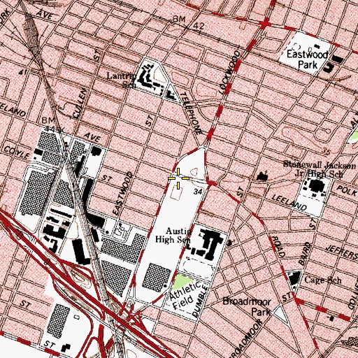 Topographic Map of Cage Elementary School, TX