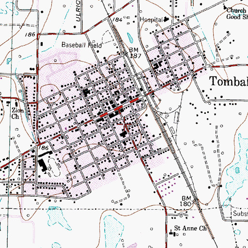 Topographic Map of Cherry Street School, TX