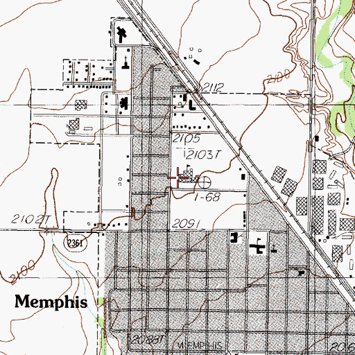 Topographic Map of Memphis High School, TX