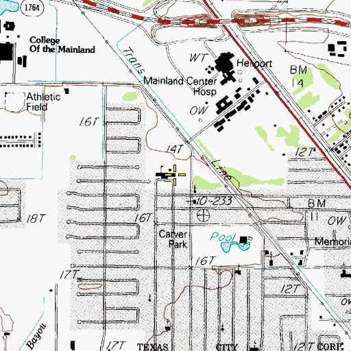 Topographic Map of Simms Elementary School, TX