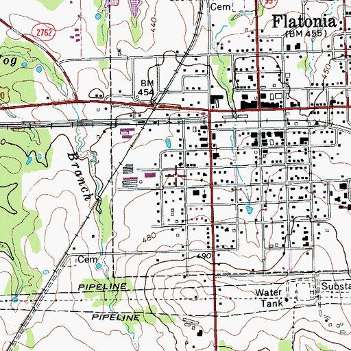 Topographic Map of Flatonia High School, TX