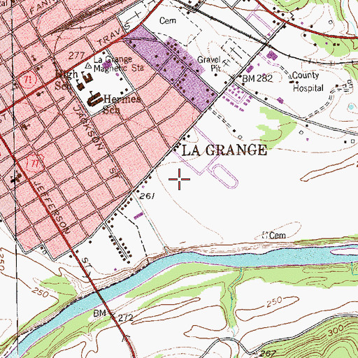 Topographic Map of La Grange High School, TX